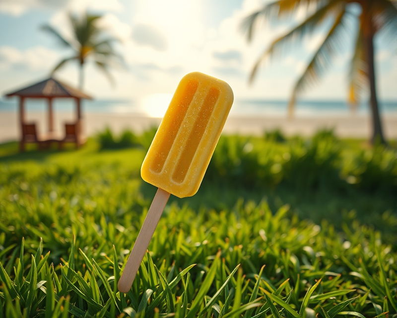 popsicle, beach, lawn mower, green